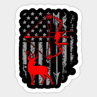 Deer Hunting American Flag Bow Hunting Patriotic Hunters Sticker